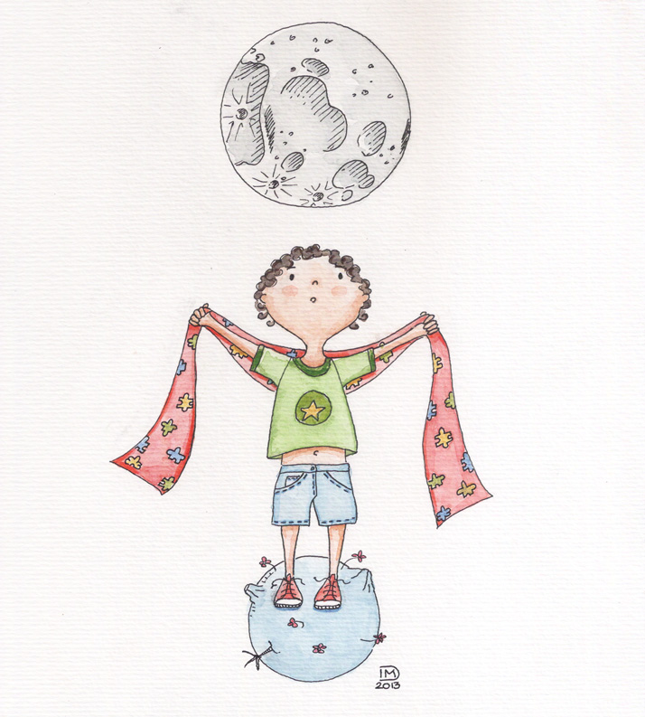 Illustration jeunesse Noah autisme aquarelle