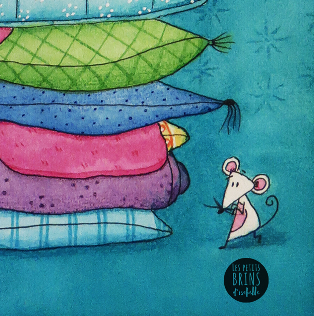 Illustration jeunesse Chat Bleu Princesse au petit pois