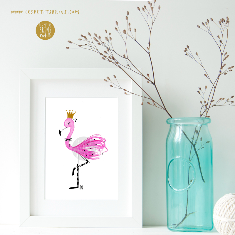 Affiche Flamant Rose décoration chambre bébé