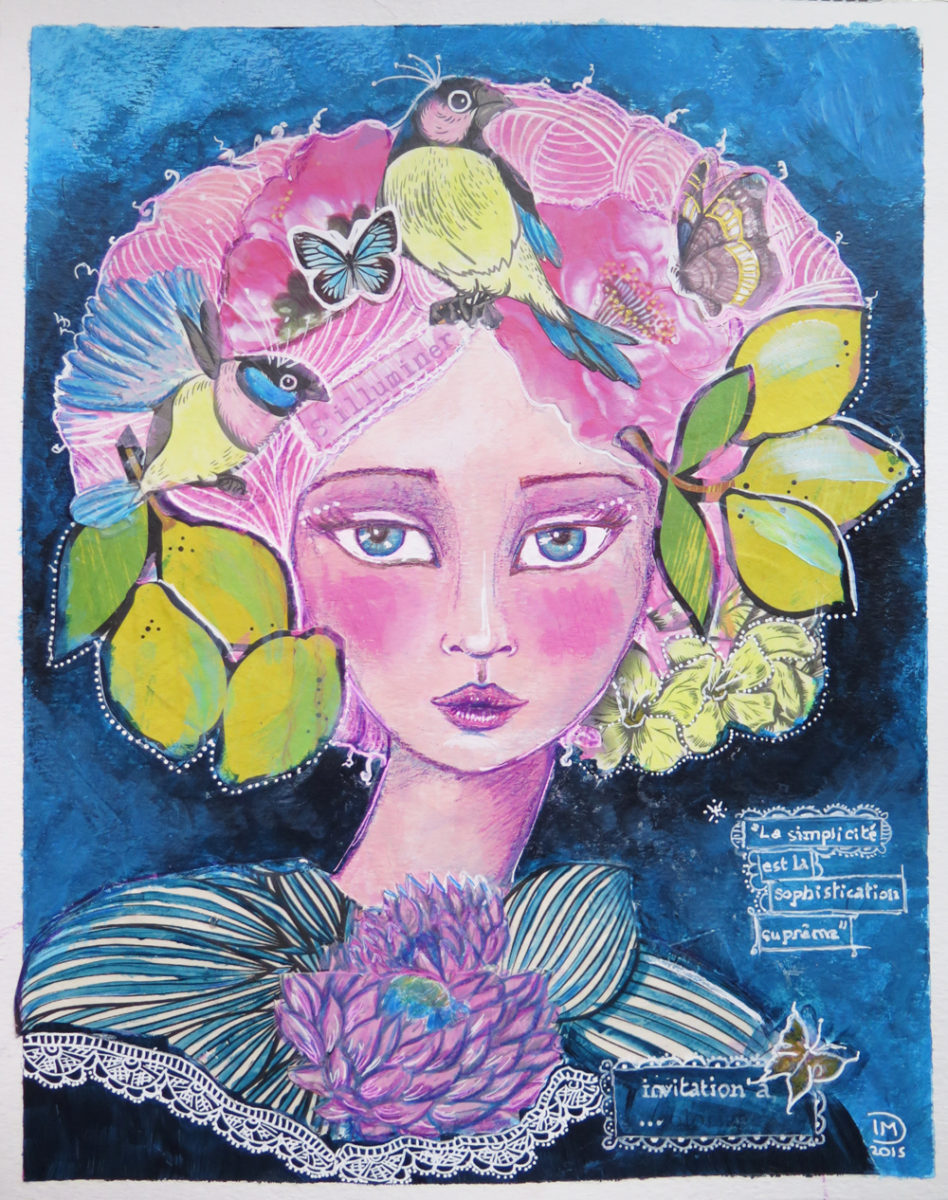 Illustration mixed media inspired by jane davenport