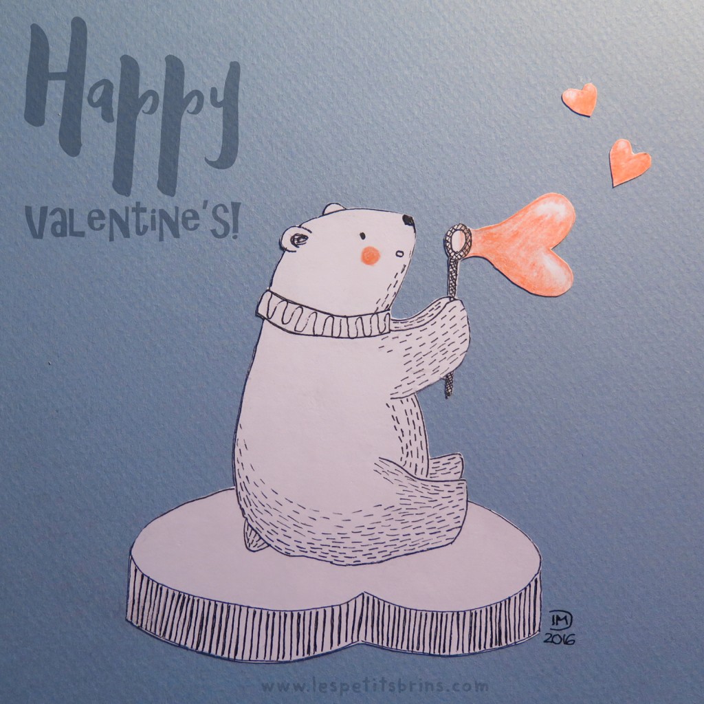 Illustration jeunesse Saint Valentin - Ours polaire - Valentine