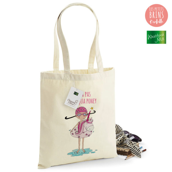 Sac Cabas Tote Bag illustration "je peux pas j'ai aqua poney"