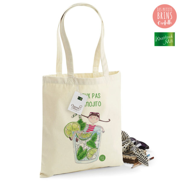 Sac Cabas Tote Bag illustration "je peux pas j'ai Mojito"