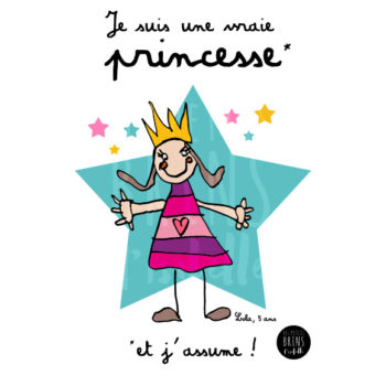 Sac Cabas Tote Bag personnalisé avec le dessin de votre enfant sublimé - Je suis une vraie princesse