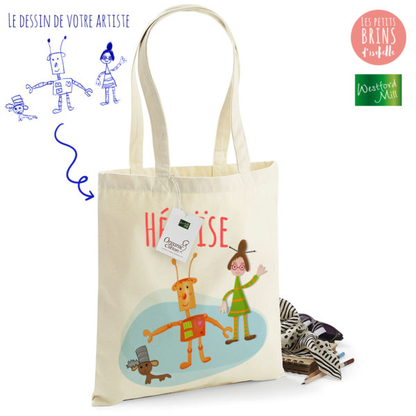 Sac Cabas Tote Bag personnalisé avec le dessin de votre enfant