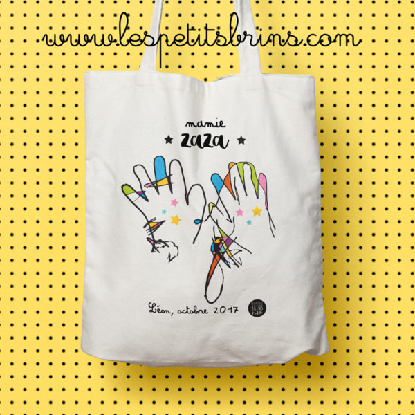 Tote bag avec l'illustration du dessin de votre enfant personnalisé et sublimé