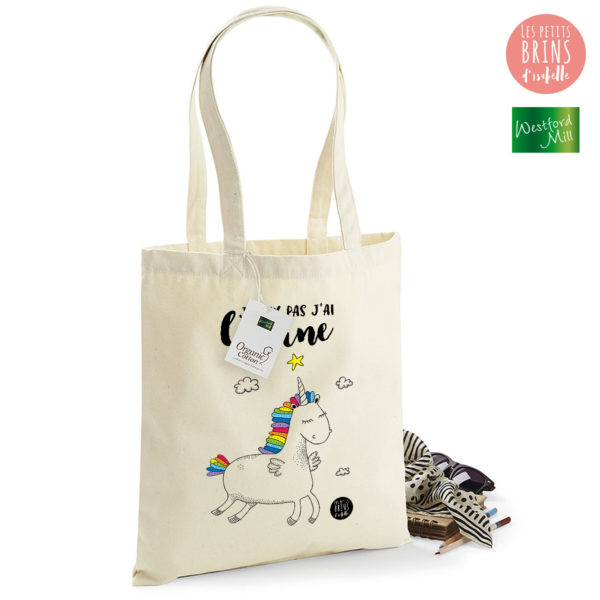 Sac cabas tote bag Je peux pas j'ai licorne