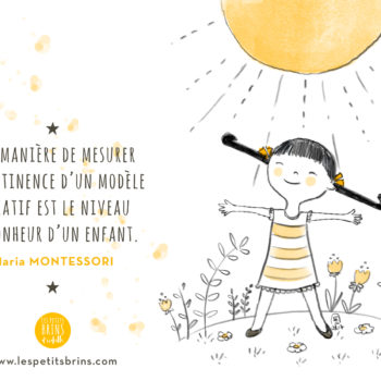 Citation illustrée Maria Montessori - Le bonheur d'un enfant illustration