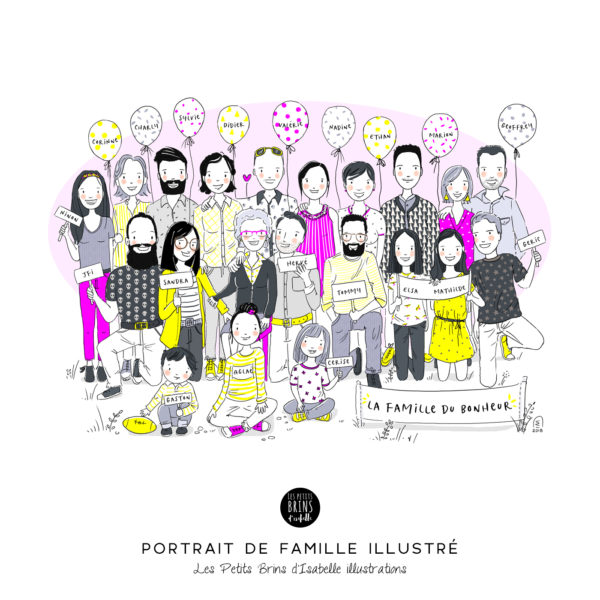 Portrait de famille illustré sur mesure illustration