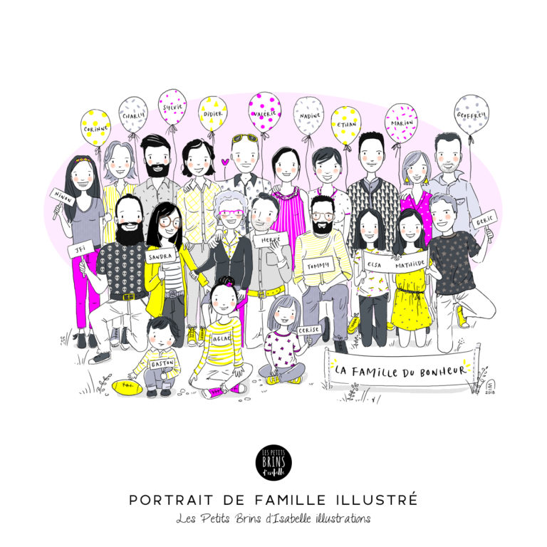 Portrait de famille illustré sur mesure illustration