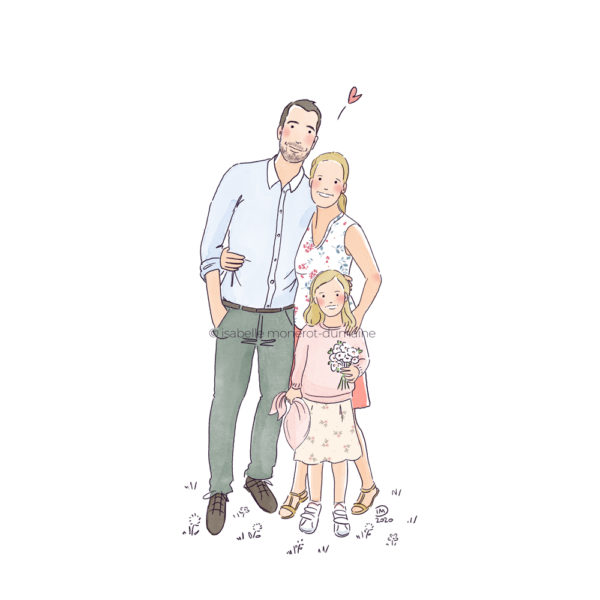 Portrait de famille illustré personnalisé sur mesure