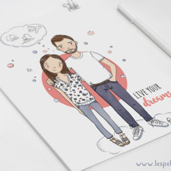 portrait de couple personnalisé illustré