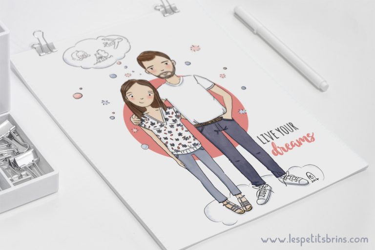 portrait de couple personnalisé illustré