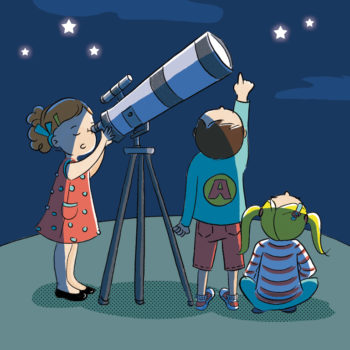 illustration jeunesse observation du ciel