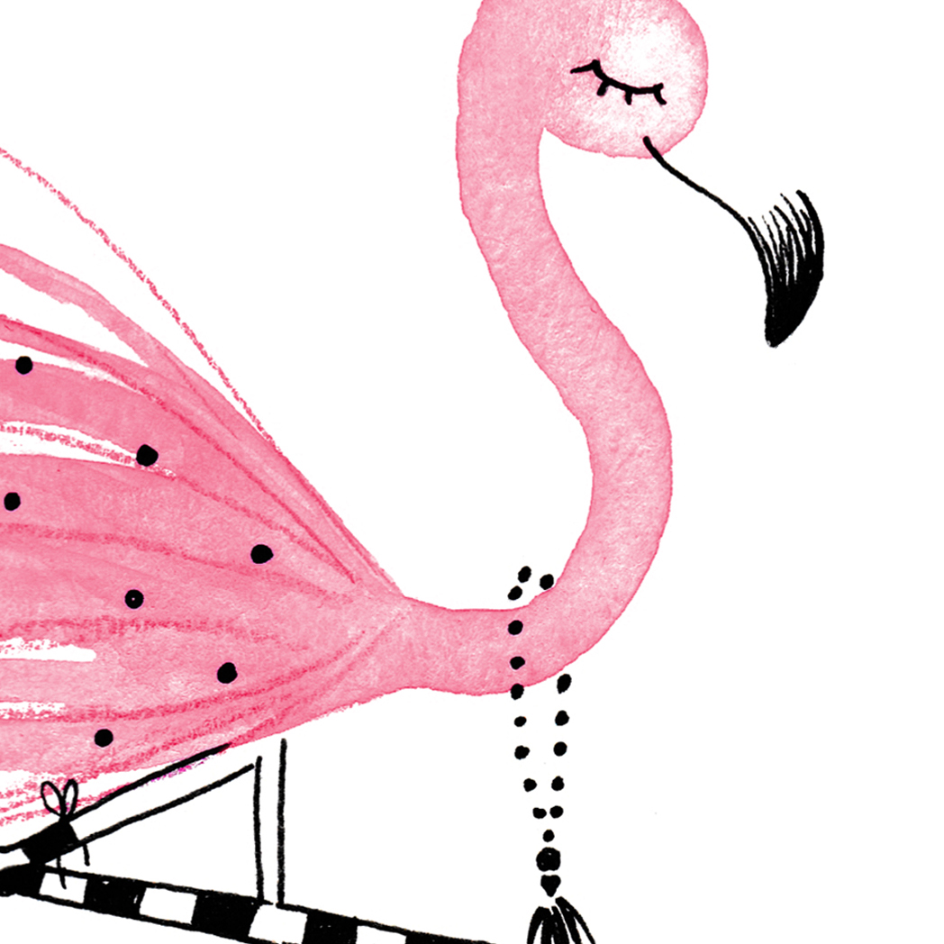 Cadre de naissance fille  Flamant rose personnalisable