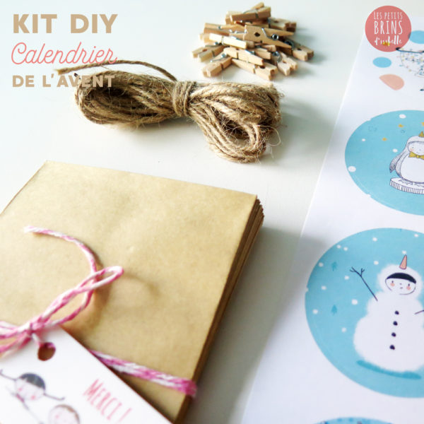 Kit calendrier de l'avent à fabriquer soi-même mini pinces à linge et corde