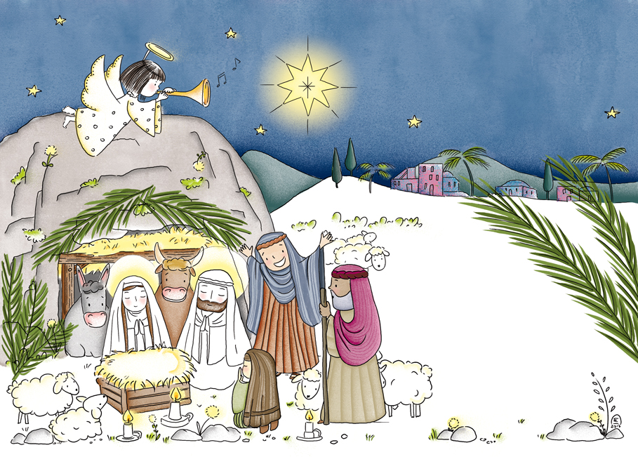 Illustration jeunesse crèche de noël, nativité - Les Petits Brins d'Isabelle illustrations jeunesse
