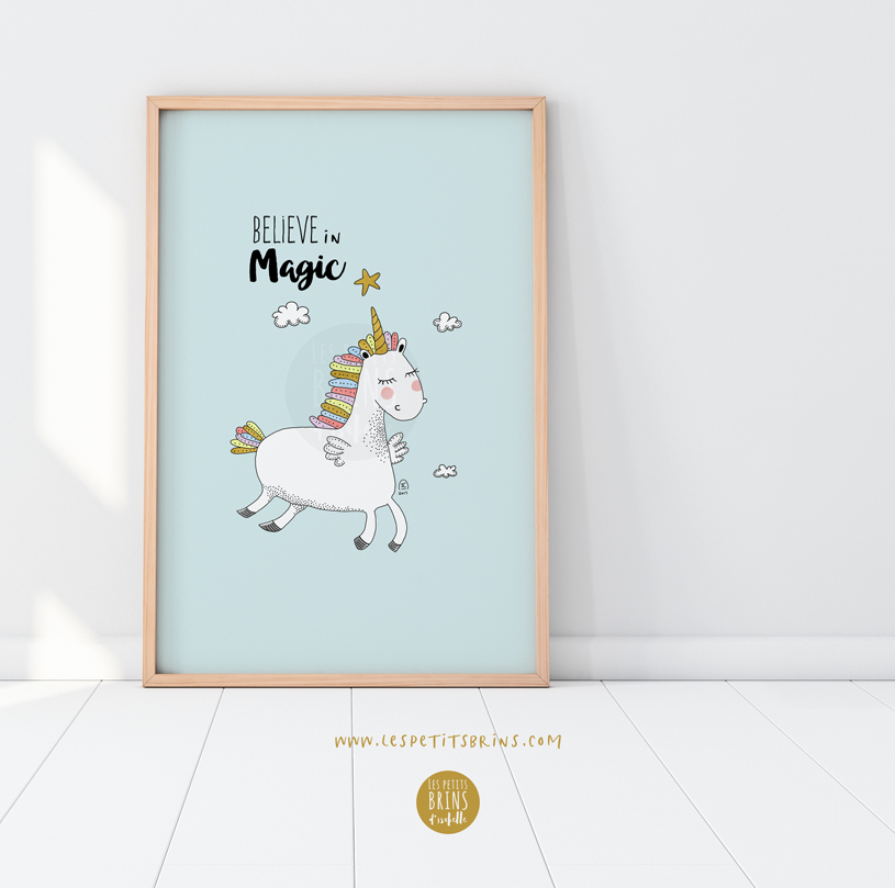 Licorne Poster, Unicorn Poster, Affiche pour enfants, Affiche bébé, Chambre