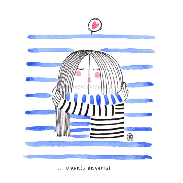 Illustration affiche décoration Constantin Brancusi - The Kiss - Le baiser