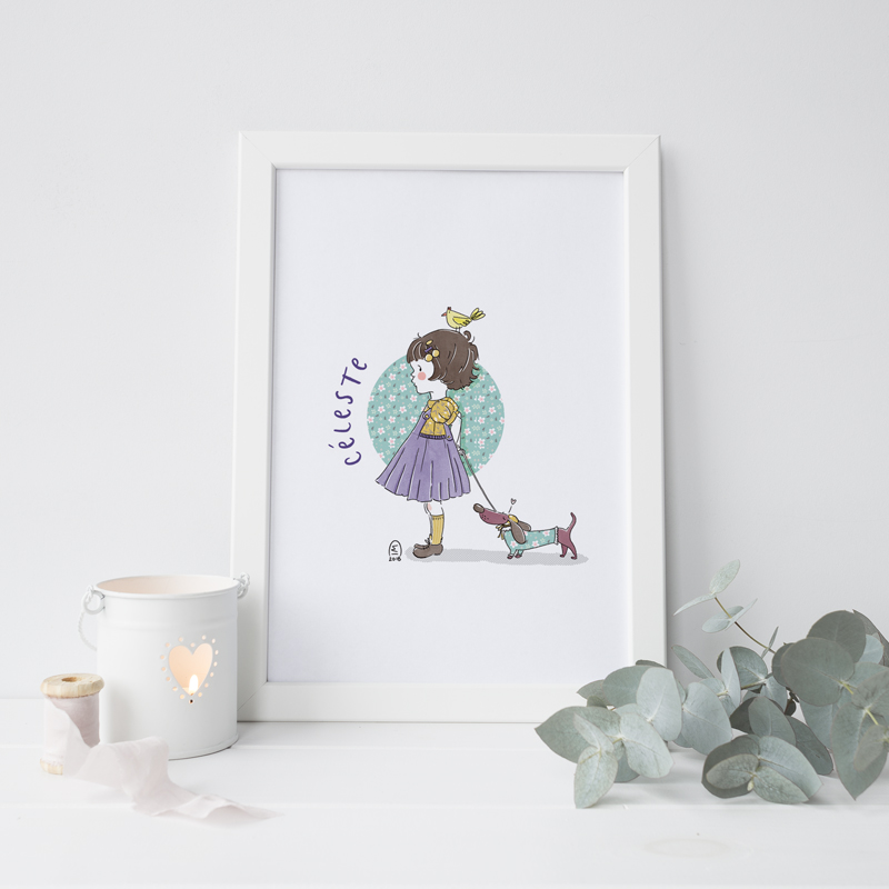 Affiche initiale enfant personnalisable Fille - Les Petits Brins d