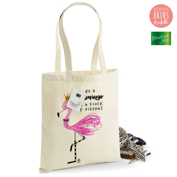 Sac cabas tote bag flamant rose - Be a flamingo in a flock of pigeons