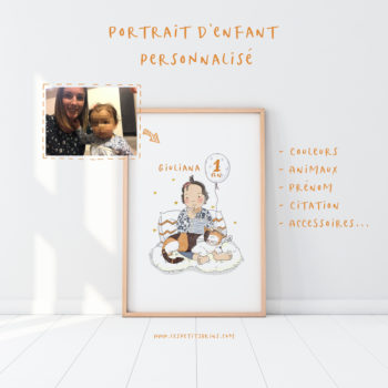 Illustration portrait d'enfant personnalisé illustré