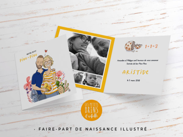 Faire-part de naissance illustré personnalisé
