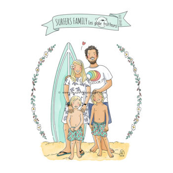 Illustration famille personnalisée - portrait sur illustré
