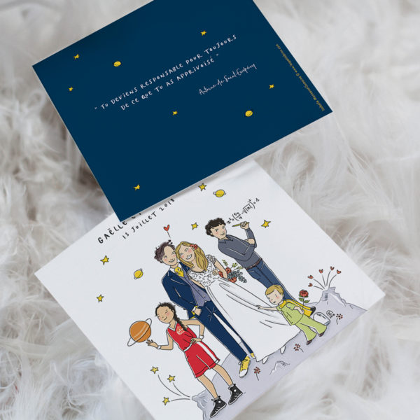 Faire-part de mariage illustré personnalisé