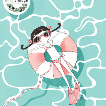 Illustration jeunesse carte postale Mini vintage été 2018