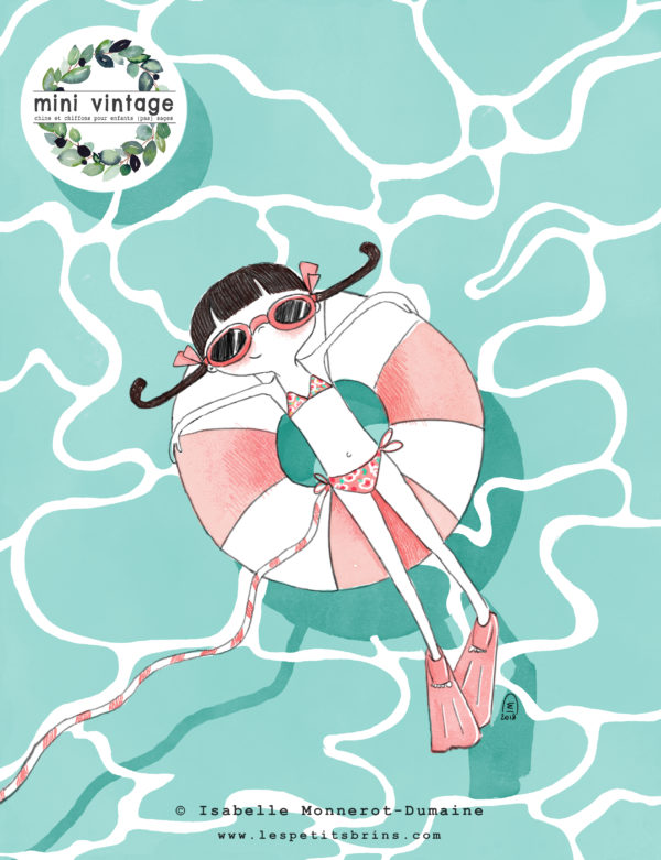 Illustration jeunesse carte postale Mini vintage été 2018
