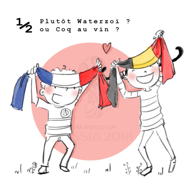 Illustration jeunesse croquis rapide demie finale de foot