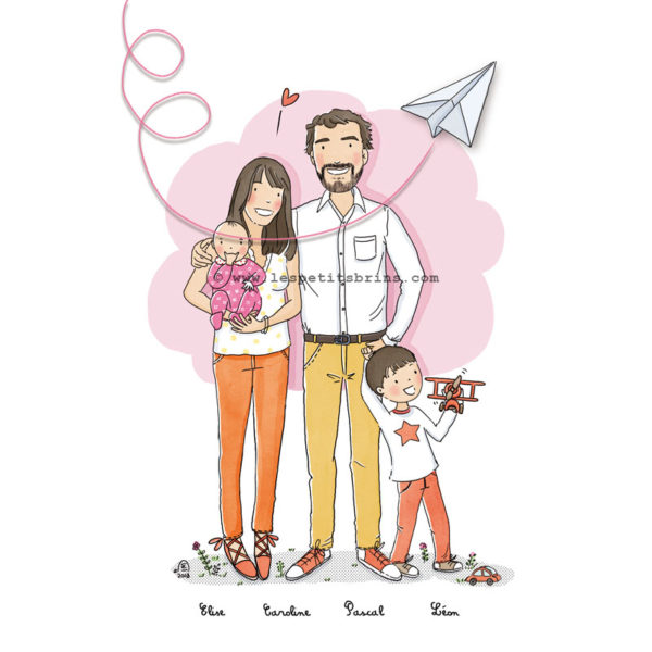 Portrait de famille illustré personnalisé