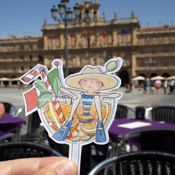 Illustration jeunesse apéro Spritz Plaza Mayor Salamanca