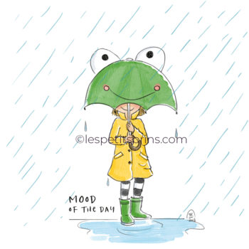 Illustration jeunesse pluie parapluie grenouille
