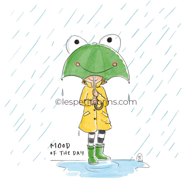 Illustration jeunesse pluie parapluie grenouille