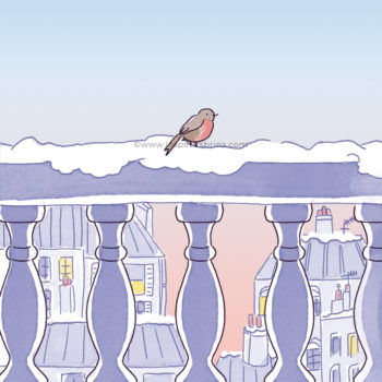 Illustration rouge-gorge-hiver