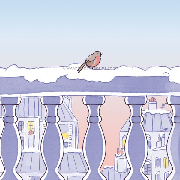 Illustration rouge-gorge-hiver