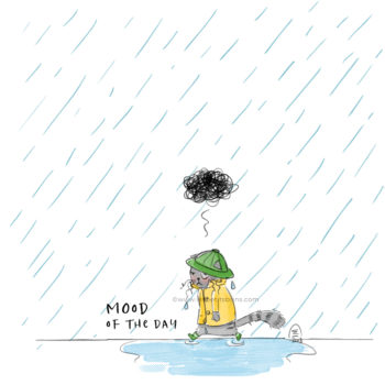 Pluie chat humeur triste illustration jeunesse