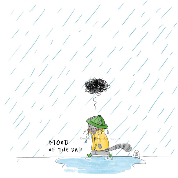 Pluie chat humeur triste illustration jeunesse