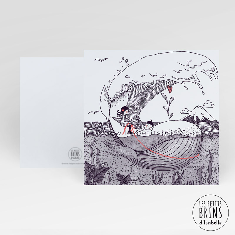 Carte Postale Illustree Baleine Whale Wave D Apres Hokusai Les Petits Brins D Isabelle Illustrations Jeunesse