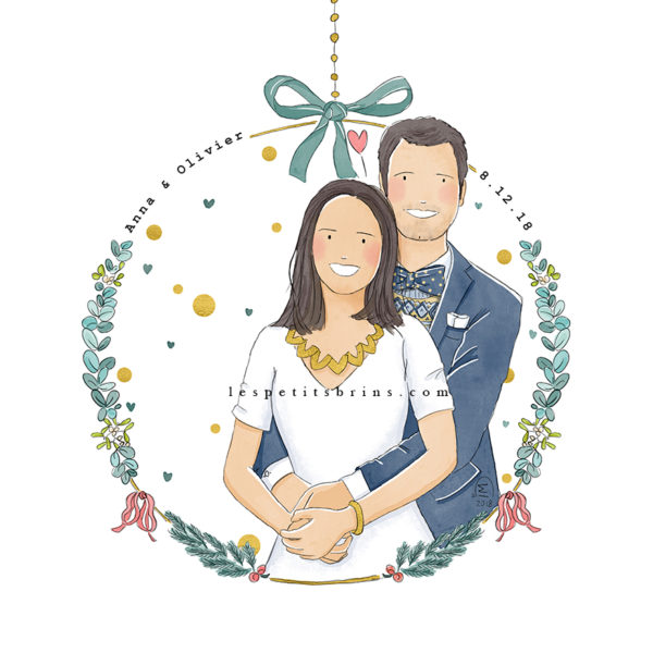 Illustration originale portrait de couple pour faire-mart mariage illustré