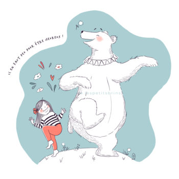 Illustration jeunesse il en faut peu pour être heureux - Ours polaire