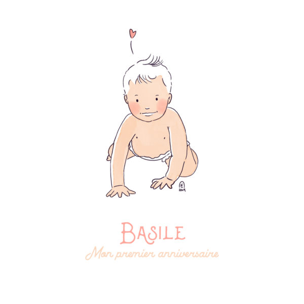 Illustration bébé personnalisation 4 pattes - Peau claire