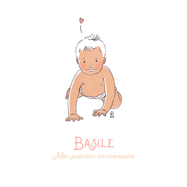 Illustration bébé personnalisation 4 pattes - Peau claire