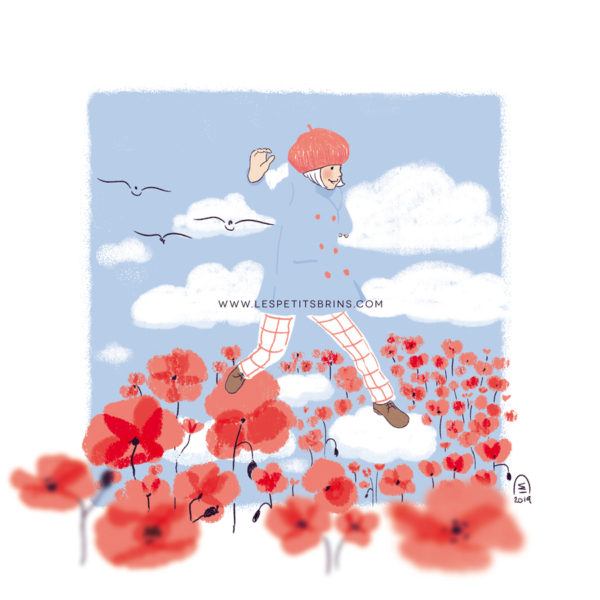 Illustration jeunesse - Grandir - Coquelicots et technique du fadeawaya
