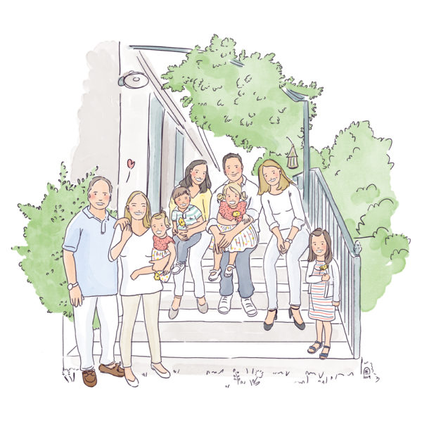 Portrait de famille illustré sur mesure Les Petits Brins d