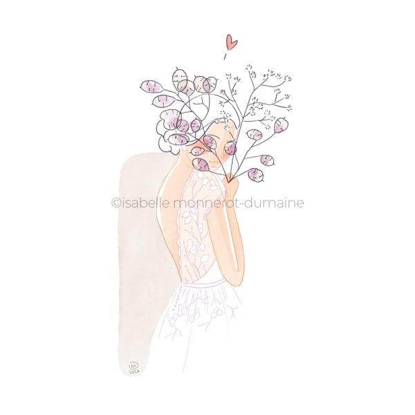 Illustration robe de mariée personnalisée - Monnaie du pape - faire part