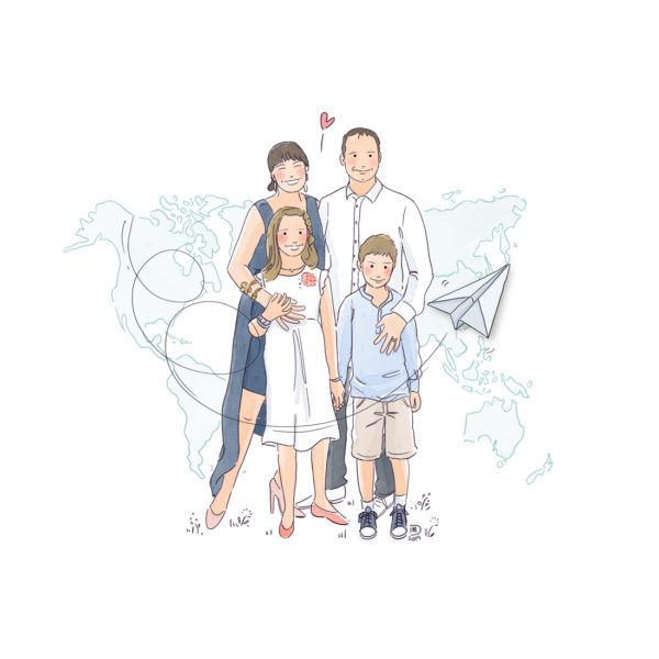 Portrait de famille illustré personnalisé - Personnalisation - Illustration